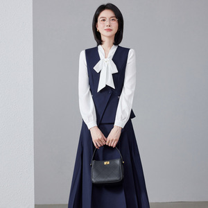 Women's Professional Vest Suit Set Gray Midi Skirt Formal Work Wear Business Interview Commute Uniform - Product Image 3