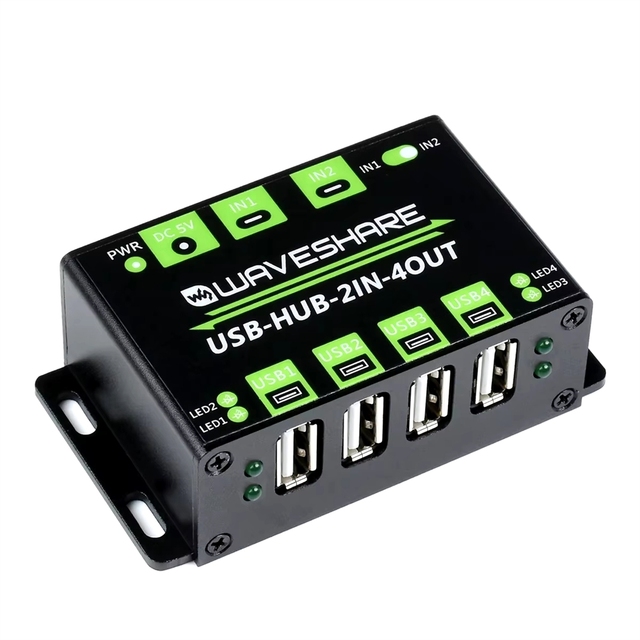ZYSY USB-HUB-2IN-4OUT EU Waveshare Industrial Grade HUB Extending 4x USB 2.0 Ports Switchable Dual Hosts Board NOT Included