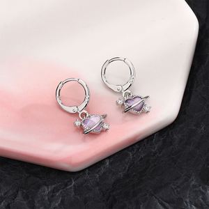 Arete Platinum Plated Micro-<b>studded</b> Minimalist Moonstone Heart <b>Earring</b> Hoop for Women Shiny Zircon Love Charm <b>Earring</b> - Product Image 6