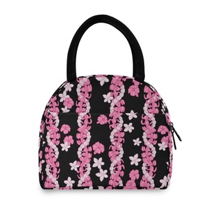Trending Products 2024 New Arrivals Hawaii Puakenikeni Pink Lei Custom Insulated Lunch Bag Thermal Cooler Bag - Product Image 2