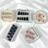 Lot de 24 faux ongles personnalisés à presser, styles variés, French Manucure, effet œil de chat, réutilisables, pour salon de beauté