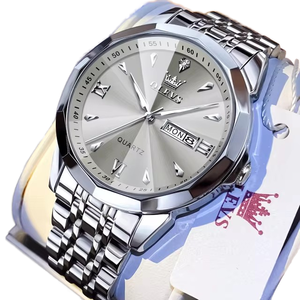 For 9998 Men's Stainless Steel Quartz Luxury Fashion Cartoon Simple Business <b>Watch</b> <b>Waterproof</b> Dual Calendar Luminous - Product Image 1