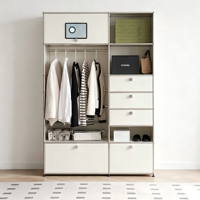 Armoire Modulaire Autoportante pour Chambre à Coucher, Cadre en Acier Inoxydable, Design Moderne, Réglable sur Plusieurs Niveaux