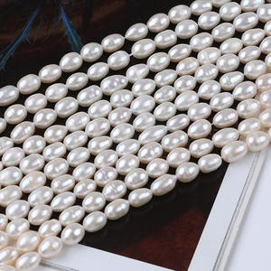 Perles de Zhuji en gros, perles de riz blanches de 7-8 mm, perles d'eau douce naturelles, en vrac, pour la fabrication de bijoux, plusieurs couleurs, y compris le rose - Product Image 3