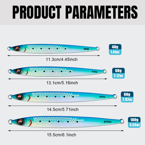 Leurre de pêche en métal Jigging <span class=keywords><strong>Pro</strong></span> 40g 60g 80g 100g avec revêtement UV pour pêche en eau salée, leurre de pêche à la ligne rapide - Product Image 5