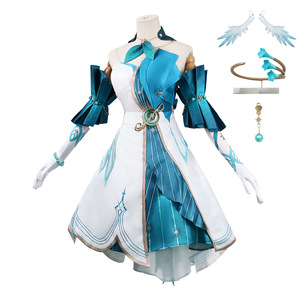 <span class=keywords><strong>Costume</strong></span> Cosplay di <span class=keywords><strong>Robin</strong></span> dal Gioco Honkai: Star Rail, Abito Blu con Guanti e Maniche per Donna - Product Image 2