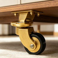 Roue pivotante à fixation par plaque en laiton, rotation à 360°, roulement silencieux en caoutchouc, avec vis pour armoire, piano, canapé, table