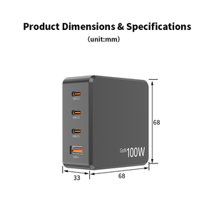 NIUBAILE Chargeur rapide pliable 100W GaN avec <span class=keywords><strong>3</strong></span> ports Type-C et 1 port USB PD/QC3.0/FCP - Compatible avec les téléphones mobiles et les tablettes - Product Image 5
