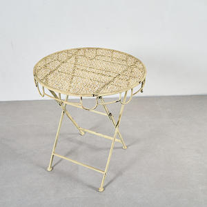 <span class=keywords><strong>Table</strong></span> <span class=keywords><strong>ronde</strong></span> pliante en métal de style <span class=keywords><strong>bistrot</strong></span>, petite, pour l'extérieur, en <span class=keywords><strong>fer</strong></span> antique, portable, pour le jardin - Product Image 3