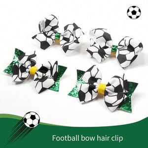 YUSE SG-7 Pince à cheveux imprimée football européen et américain, mignonne, en plastique pailleté, pour le sport, 9,5x8cm, pour filles, usage domestique, pour les fans - Product Image 4