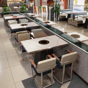 <span class=keywords><strong>Table</strong></span> <span class=keywords><strong>de</strong></span> Hot Pot en Granit Commercial avec Plaque <span class=keywords><strong>de</strong></span> Cuisson à Induction Intégrée et Barbecue Sans Fumée, <span class=keywords><strong>Table</strong></span> et Chaises Personnalisées - Product Image 5