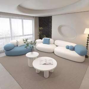 Sofa kerikil gaya krim Hotel ruang tamu, Sofa minimalis desain kreatif melengkung - Product Image 2