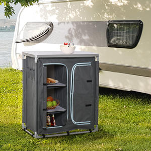 Outsunny Gabinete Doble Cocina Camping, 3 Estantes y Bolsa de Transporte, Marco de Aluminio 96Lx49.5Dx104cm Gris - Product Image 2