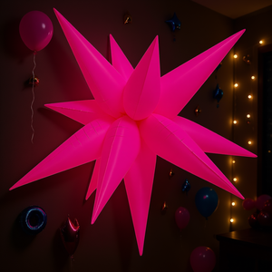 Decoraciones de Pared de Estrellas de Neón Fucsia de 67 cm para Fiestas, Artículos de Fiesta de Cumpleaños, Adornos Colgantes de Plástico - Product Image 2
