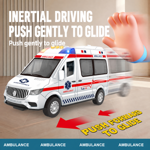 Ensemble <span class=keywords><strong>de</strong></span> jouets <span class=keywords><strong>de</strong></span> piste <span class=keywords><strong>de</strong></span> course pour enfants, ambulance, version sans lumière ni son, avec mini voitures, lanceur à catapulte, véhicule à friction - Product Image 3