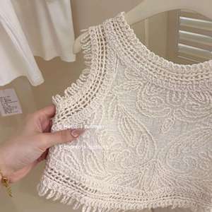 Girls Crochet Vest Top With Tassel Lace Summer Outfit Set For Children - Product Image 1