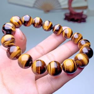 سوار حجر عين النمر الأصفر الطبيعي ، عين البرق الصفراء عين القط سوار حجر ، حجر تحول خشبي كريستال أصفر - Product Image 4