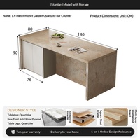 Comptoir de bar en ardoise de style moderne du milieu du siècle, îlot de cuisine compact à plan ouvert, poste de travail encastré, table multifonctionnelle
