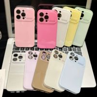 Coque de téléphone antichoc avec grande fenêtre en verre cristal pour iPhone 16 15 14 13 12 11 Pro Max, couleur bonbon, protection intégrale
