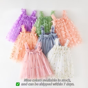 Abiti per Bambine all'Ingrosso, Vestiti in Tulle con Ricamo e Applicazioni a <span class=keywords><strong>Farfalla</strong></span>, Abito Principessa con Spalline Sottili per Bambine - Product Image 2
