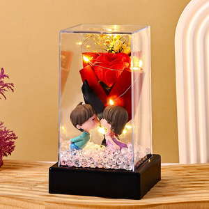 Lampe Saint-Valentin 2026 créative faite à la main avec fleur éternelle sous cloche en verre, cadeau d'Halloween, vente en gros - Product Image 4
