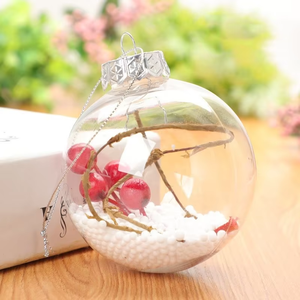 Bolas de árbol de Navidad de plástico transparente Bola redonda rellenable de 6/8/10cm con tapa plateada empaquetada en bolsas - Product Image 3