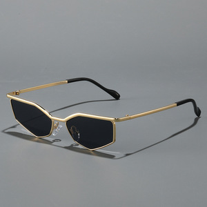 Logo Custom 2026 Vintage Men Women Metal Polygon <b>Sunglasses</b> UV400 <b>Small</b> <b>Frame</b> Diamond Shaped Sun Glasses - Product Image 1