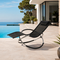 Chaise longue inclinable HOMFUL en aluminium réglable avec tissu en maille et coussin pour jardin, terrasse et piscine