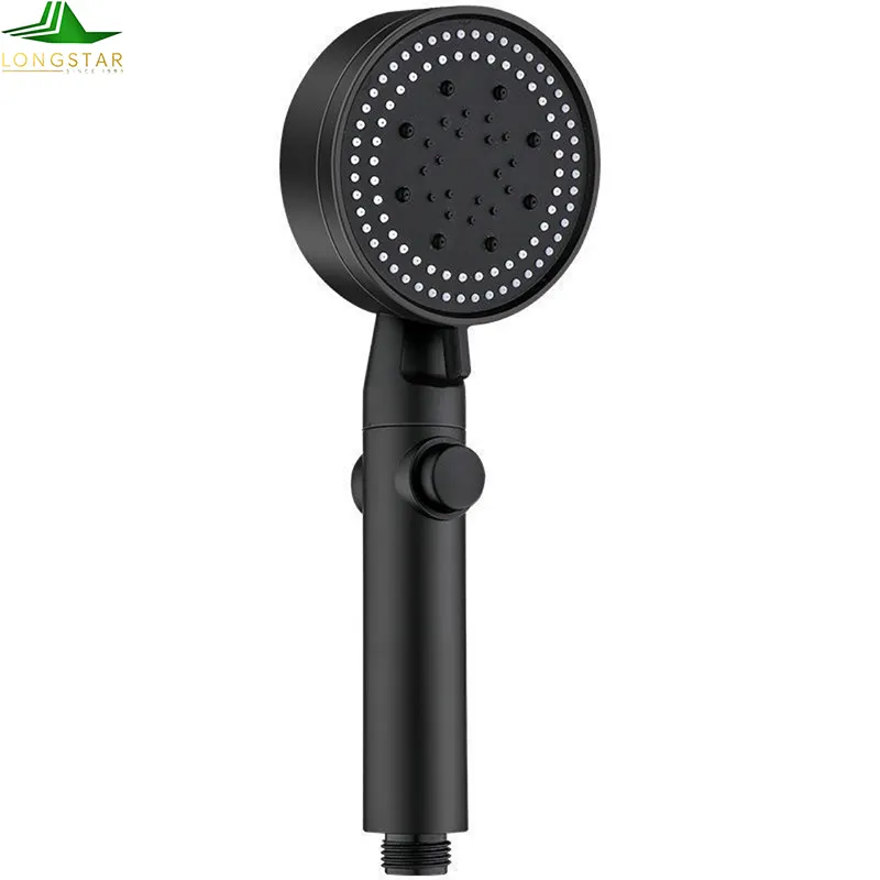 Longstar 2024 atacado personalizado ABS preto fosco chuveiro de mão equipado com 5 engrenagens de pressão de água promovido