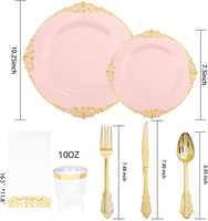 Lot de 175 assiettes de mariage jetables Fourchette Tasse Cuillère Serviette Ensemble pour Baby Shower Décorations de fête de mariage
