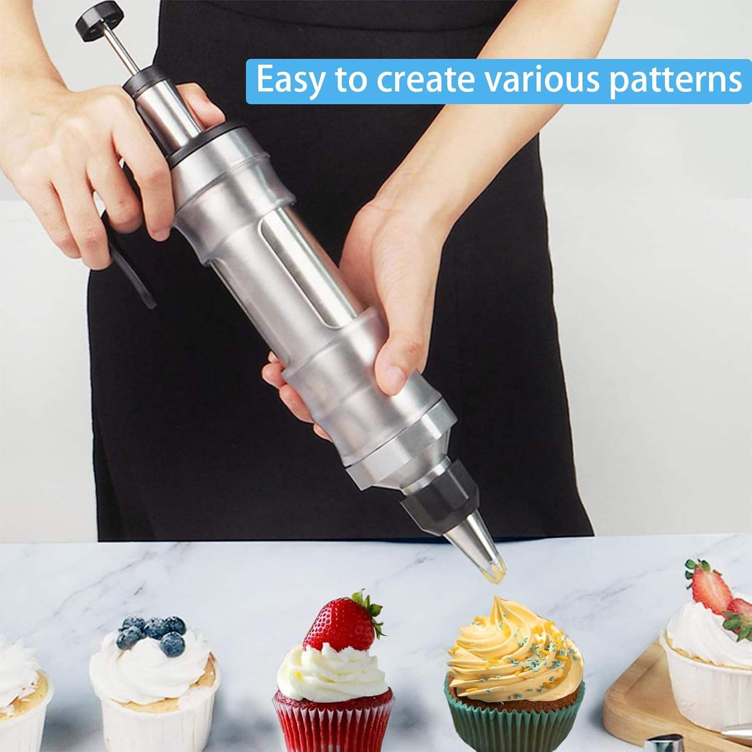 Dessert Decorating Syringe Set Icing Piping Kit Stainless Steels Cake  Decorating Tools Piping Nozzles Cupcake Decorating Kit