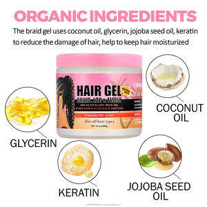 Gel Fijador Vegano Orgánico con Aroma a Fresa, Fijación Fuerte, Cera para Peinar sin Grasa, Controla el Frizz, Sin Residuos, Logo Personalizable - Product Image 2