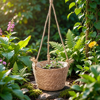 Panier suspendu en osier tressé à la main - Support de plante en macramé pour plantes d'intérieur, Pothos, plantes araignées et lierre