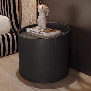 Mesita de Noche Moderna Minimalista Italiana, Mesita de Noche Creativa de Madera Ahumada con Almacenamiento para Dormitorio, Estilo Panel de Madera para Uso Doméstico - Product Image 2