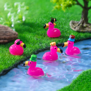 5 estilos lindo sombrero pequeño flamencos para ocultar Rosa Mini resina flamenco patos figuritas para jardín de hadas casa de muñecas paisaje en miniatura - Product Image 2