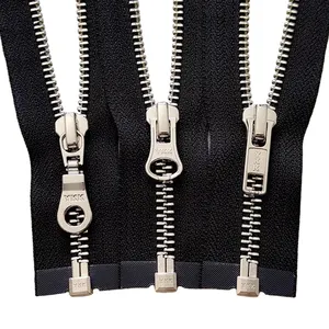 Vente en gros de fermetures éclair de haute qualité pour pantalons Ykk Verrouillage automatique Silver Gold Open End #5 Custom Ykk Metal Zips pour vestes