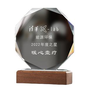 सालगिरह स्मृति चिन्ह उपहारों के लिए अनुकूलन योग्य समर्थन पारदर्शी साफ़ ग्लास ऐक्रेलिक क्रिस्टल शील्ड पुरस्कार ट्रॉफी प्लाक - Product Image 1