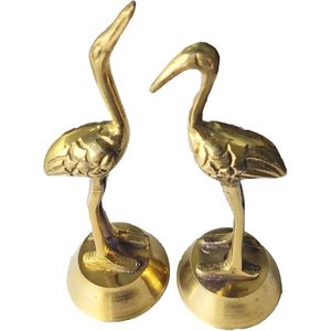 PARIJAT HANDICRAFT <b>Small</b> Golden Brass Pair Duck Statue Loving Figurine for Home Office <b>Table</b> <b>Desk</b> Vastu Decorative Showpiece - Product Image 4