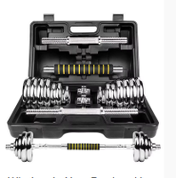 Ensemble d'haltères chromés de 30 kg, kit de conversion d'haltères en barre 2 en 1, chromé antirouille, entraînement musculaire pour hommes
