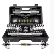 Ensemble d'haltères chromés de 30 <span class=keywords><strong>kg</strong></span>, <span class=keywords><strong>kit</strong></span> de conversion d'haltères en barre 2 en 1, chromé antirouille, entraînement musculaire pour hommes - Product Image 2