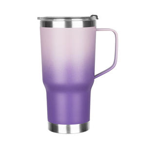 Gobelet isotherme à double paroi de 30 oz, personnalisé, couleur dégradée, en acier, avec paille - Product Image 2