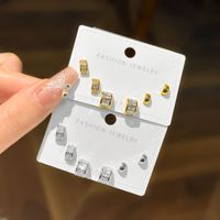 Orecchini di Lusso in Ottone Placcato Oro con Perno in Argento 925, Set con Zirconi Micro-Incastonati, Una Confezione Contiene Tre Paia, Orecchini di Alta Gamma per Donna