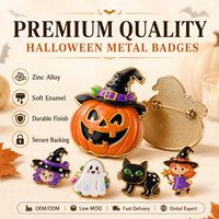 Épingles de revers émaillées de qualité supérieure pour Halloween, en alliage de zinc, émail souple, fixation sécurisée, fabrication OEM, vente en gros, badge métallique