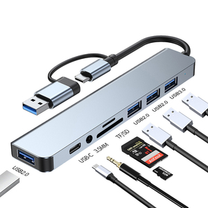 Hub USB Type-C đa cổng 8 trong 2, hỗ trợ đọc thẻ TF/PD, âm thanh 3.5mm, bộ mở rộng đa cổng USB-C cho Macbook Pro Air - Product Image 1