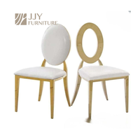 JJY-YHY-H001 vente en gros de luxe moderne en or en acier inoxydable dossier rond empilable hôtel événement salle à manger chaise de banquet pour mariage