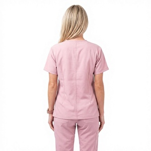 Conjunto de Uniforme Médico para Mujer, Cuello en V, Color Rosa, Tela Elástica Ligera de Alta Calidad, con Detección de Agujas, Manga Corta, para Hospital - Product Image 2