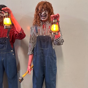 Figurine animatronique statique de tueur sous la pluie, lanterne effrayante, accessoire de zombie sanglant, pour maison hantée intérieure, centre commercial, étanche - Product Image 5