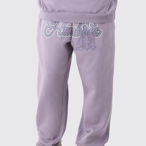 Conjunto de Sudadera con Capucha de Forro Polar Lavanda para Hombre, Talla Grande, Estilo Casual para Otoño, con Bolsillo, Corte Regular - Product Image 3