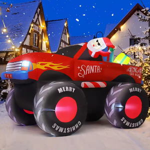 Monster Truck Gonflable 7.5 FT Single Vente en gros Père Noël sur camion avec cadeaux Lumières LED - Product Image 3