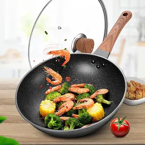 Freidora <span class=keywords><strong>de</strong></span> recubrimiento <span class=keywords><strong>de</strong></span> mármol para cocina comercial, sartén redonda <span class=keywords><strong>de</strong></span> cerámica para salsa <span class=keywords><strong>de</strong></span> granito, nuevo estilo - Product Image 1